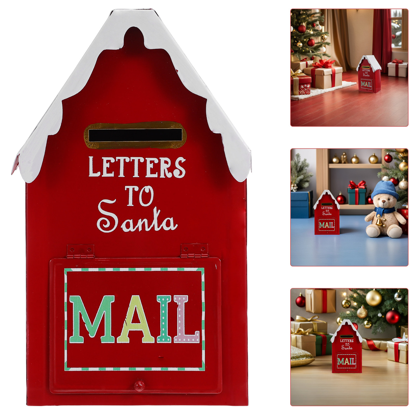 Vintage Collectible Santa - Roter Weihnachtsbriefkasten aus Metall im Vintage-Stil,