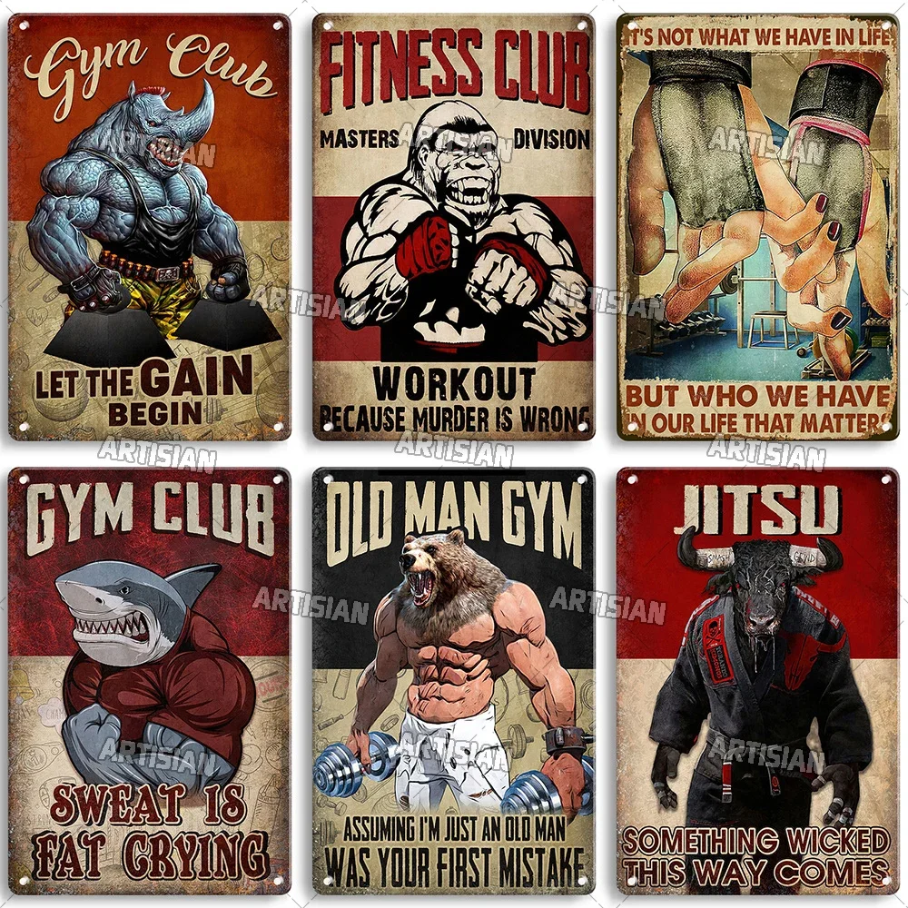Vintage Collectible Plates - Old Man Gym Club Inspirierende Spruch-Kunstmalerei