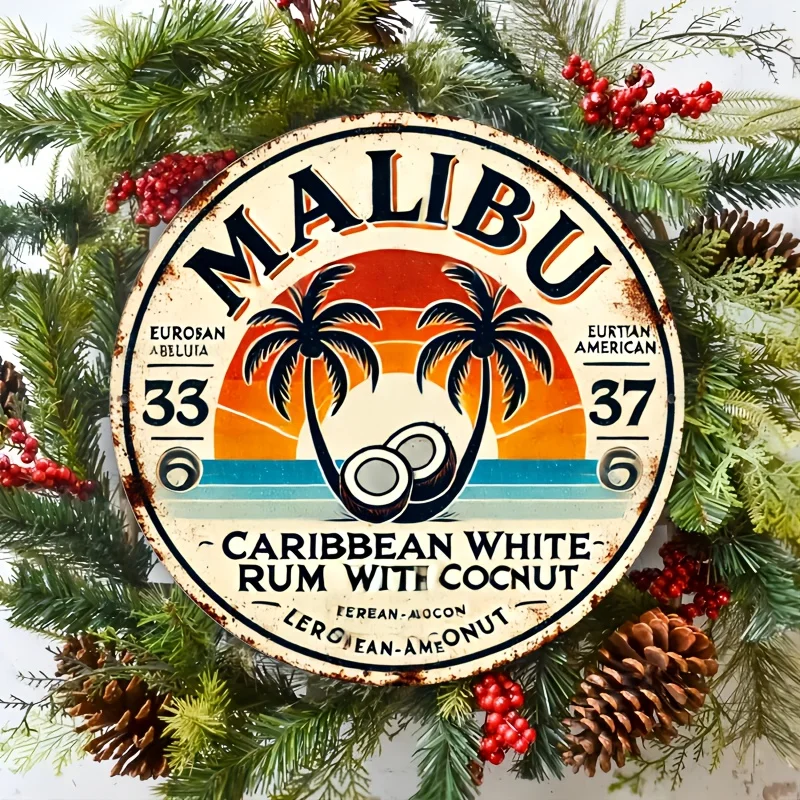 Vintage Collectible Plates - Vintage Malibu Rum Coconut Aluminium-Wandschild –