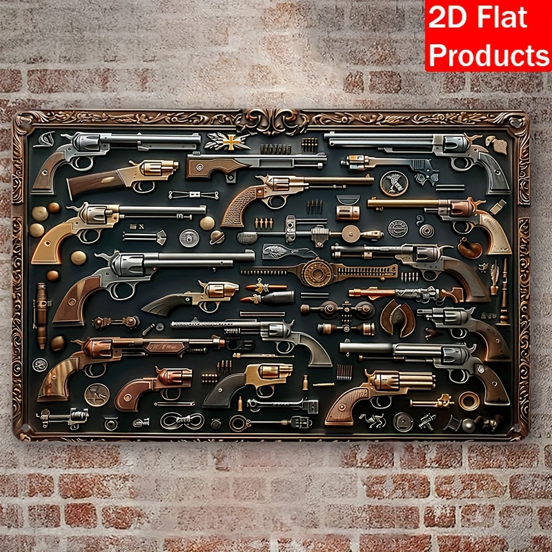 Vintage Collectible Guns - 2026 Vintage Waffensammlung Metall-Aluminium Dekorative Plakette