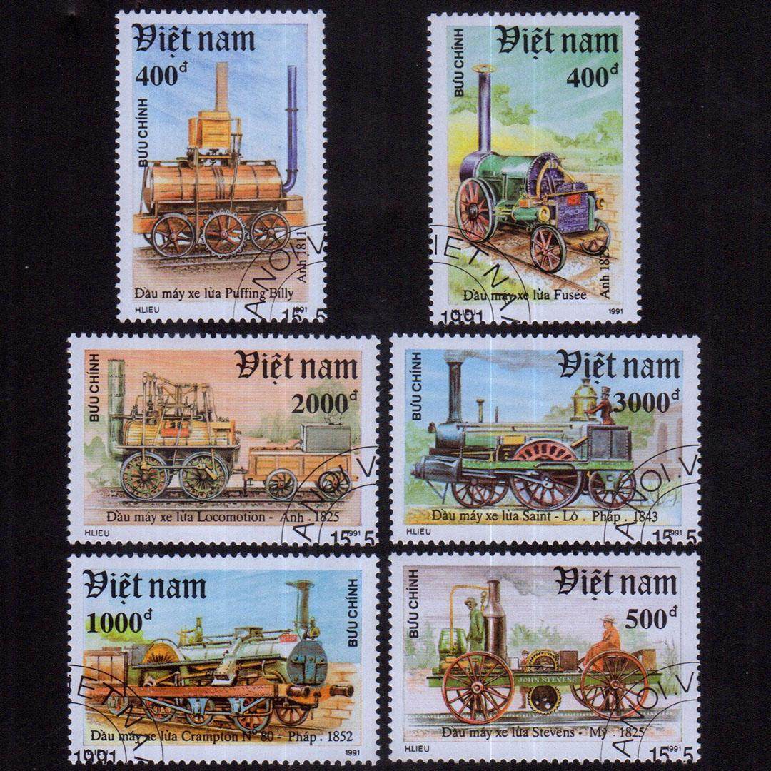 Collectible Vintage Postage Stamps - Vietnam-Poststempel, Postversand, datengestempelt, Y1991, Vintage-Zug, 1