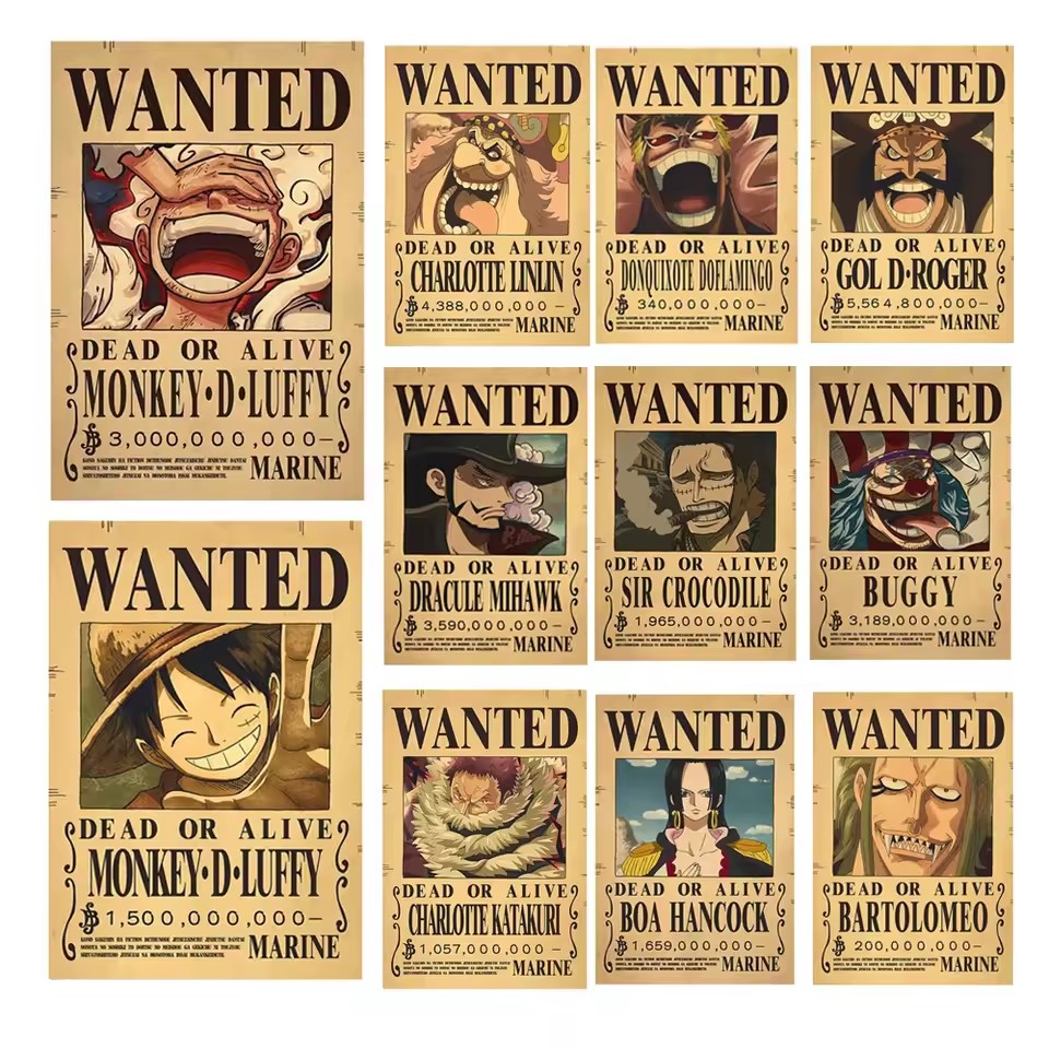Anime One Piece Wanted-Plakate – Vintage Collectible Cards Bewertung und Preis